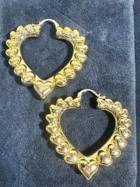 MCM Puffy Heart Oversized Hoop Style Earrings